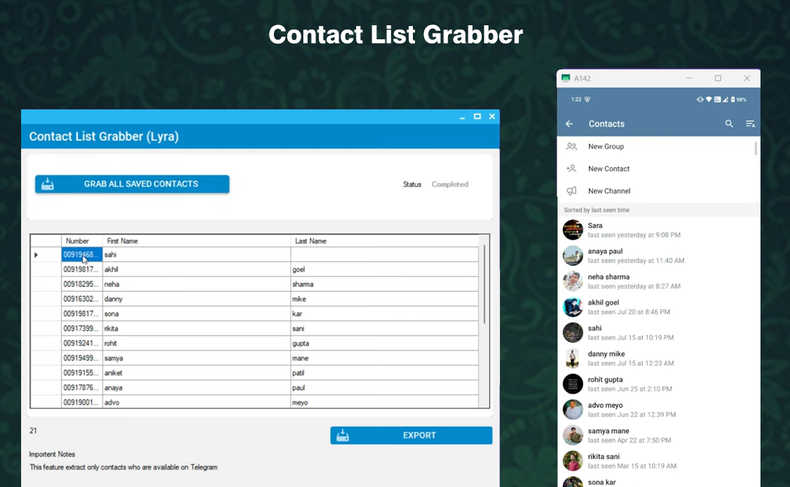 Salvar contatos em massa